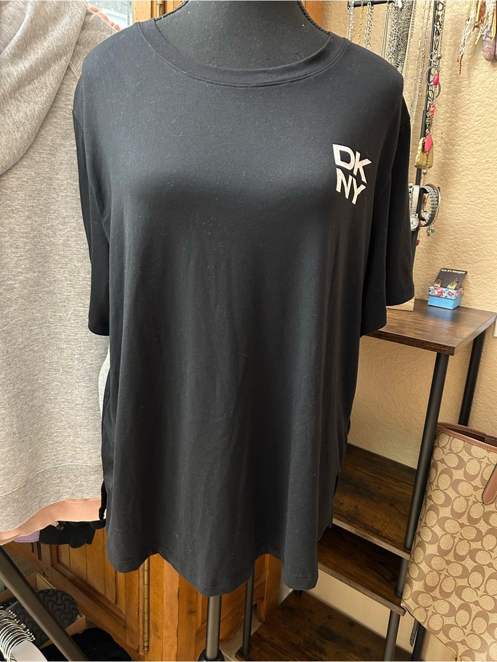 DKNY Black Short-Sleeve Logo Tee